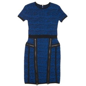 Marchesa Voyage Blue Zip Knit Dress
